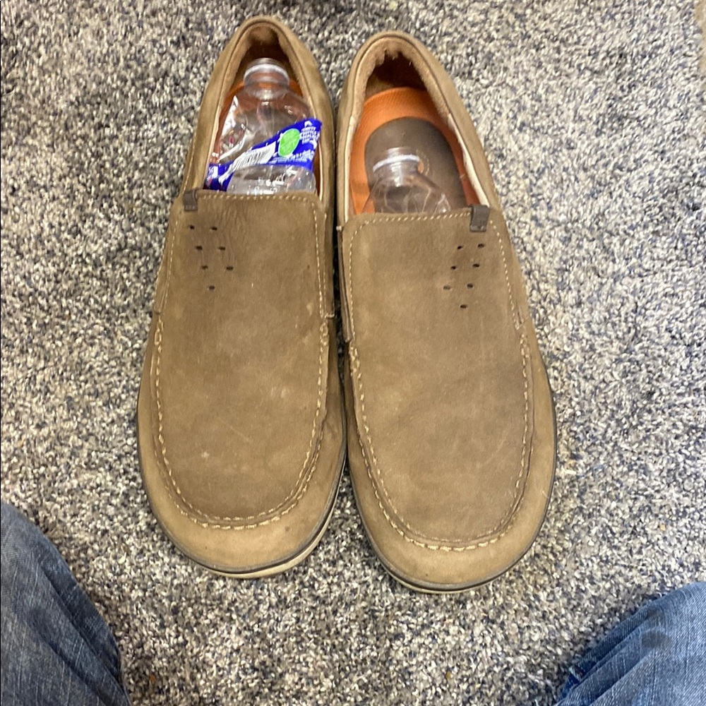 Hush Puppies Tan Suede Loafers Slip-On Comfort